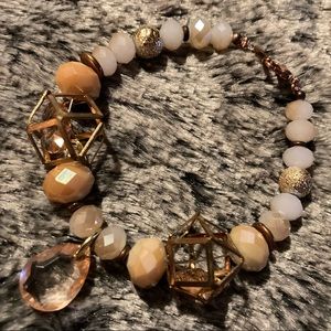 Light Orange & Peach Bracelet w/ Copper Accents